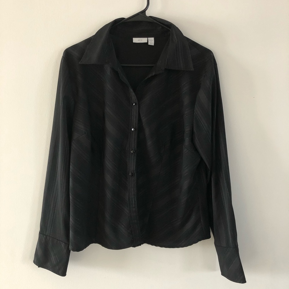 Apt 9 Women’s Shirt Blouse Petite PL Stripes Black